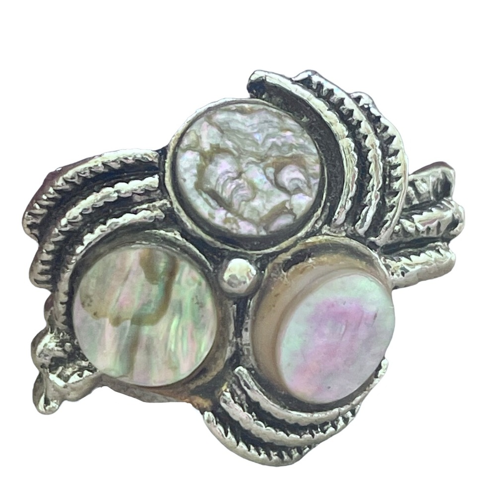 Vintage Abalone Shell Silver Ring - image 7